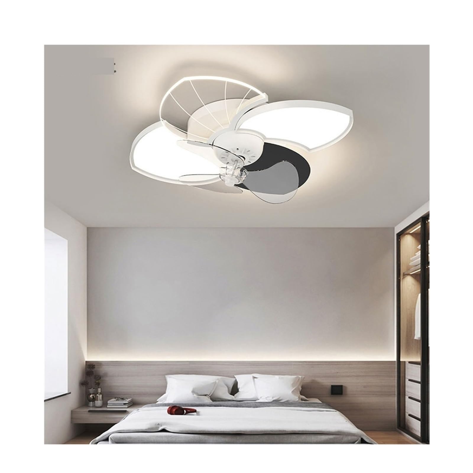 ERETYRET Ceiling Fan with Lights Modern Bladeless with Remote Control 6 speeds Indoor Low Profile Flush Mount Quiet Cooling(Design 1)