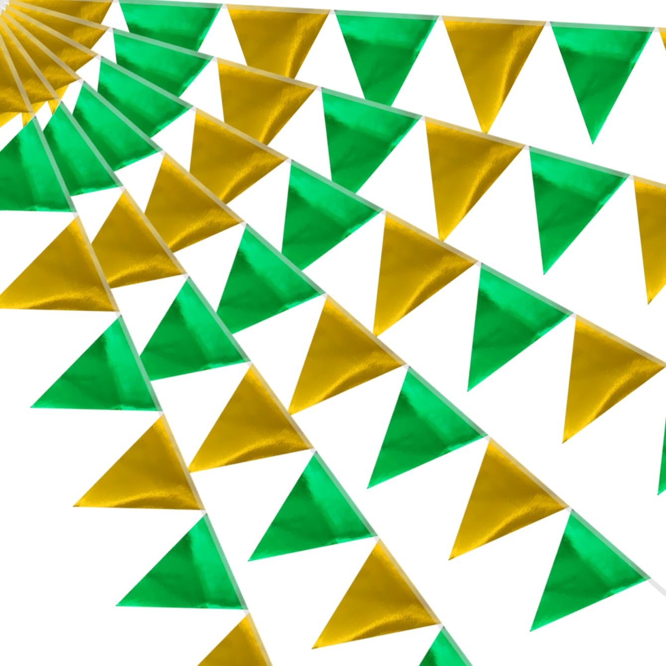 64ft Sage Green Gold Triangle Pennant Banner Flag Metallic Paper Bunting Garland for Hanging Backdrop Birthday Party Decorations Graduation Bachelorette Bridal Wedding New Year Shower Party Supplies