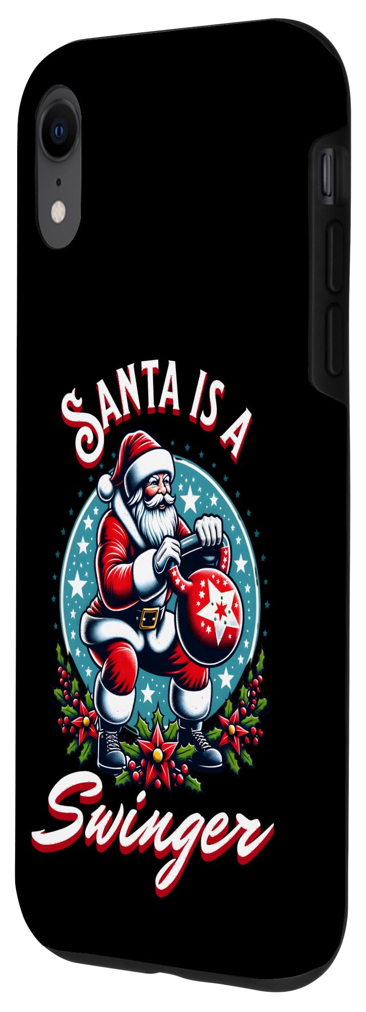 iPhone XR Santa is a swinger, Christmas kettlebell gym Case