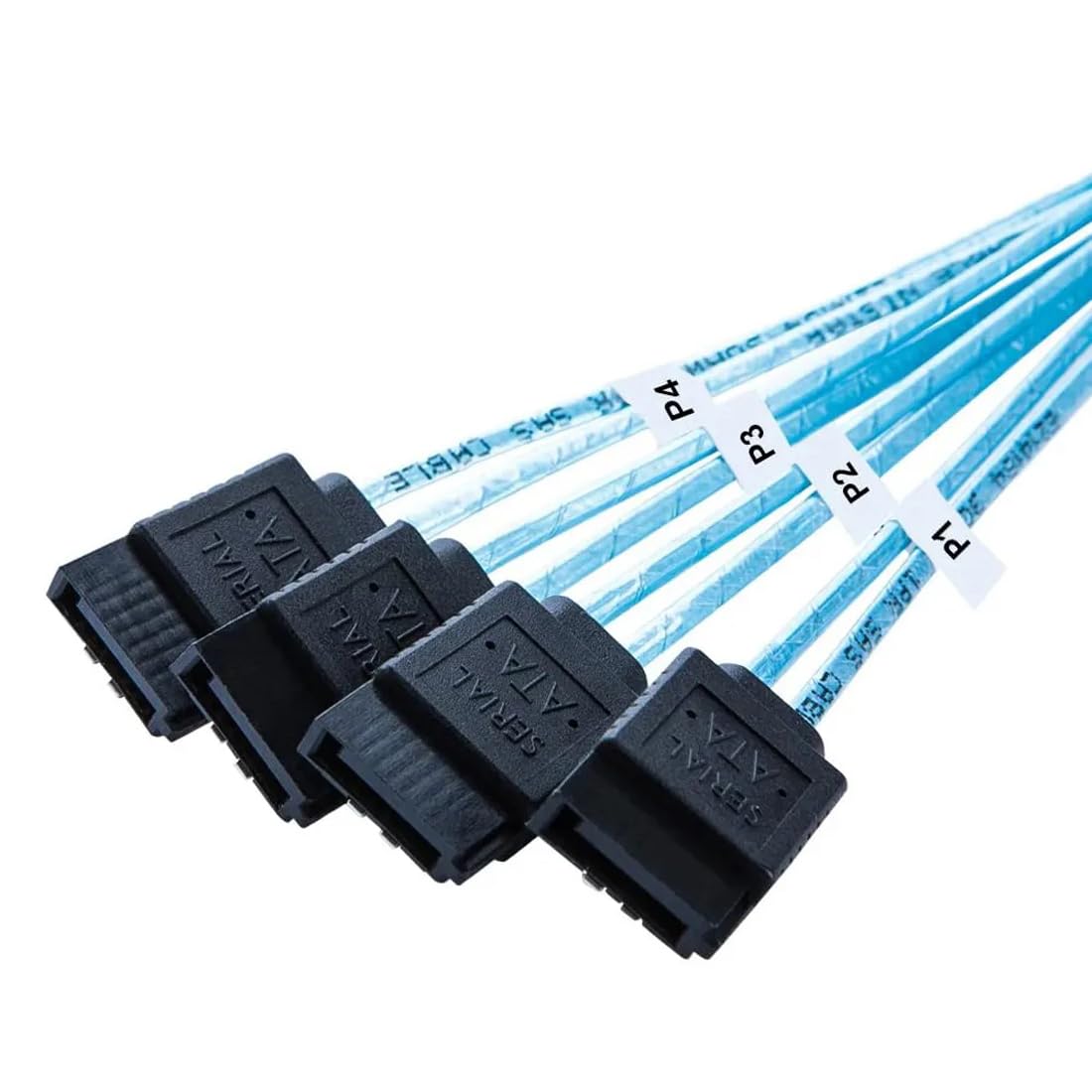 P84CS Mini SAS 26P SFF-8088 a 4 cavi splitter SATA, 1 m - Mini SAS a SATA cavo dati per dischi rigidi, collegamento tra controller mini SAS e unità SATA