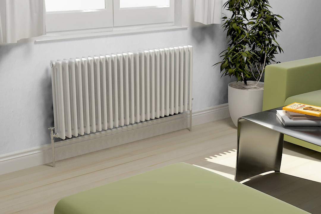 Eastgate Lazarus Steel White Horizontal 3 Column Radiator 450mm x 1502mm Central Heating
