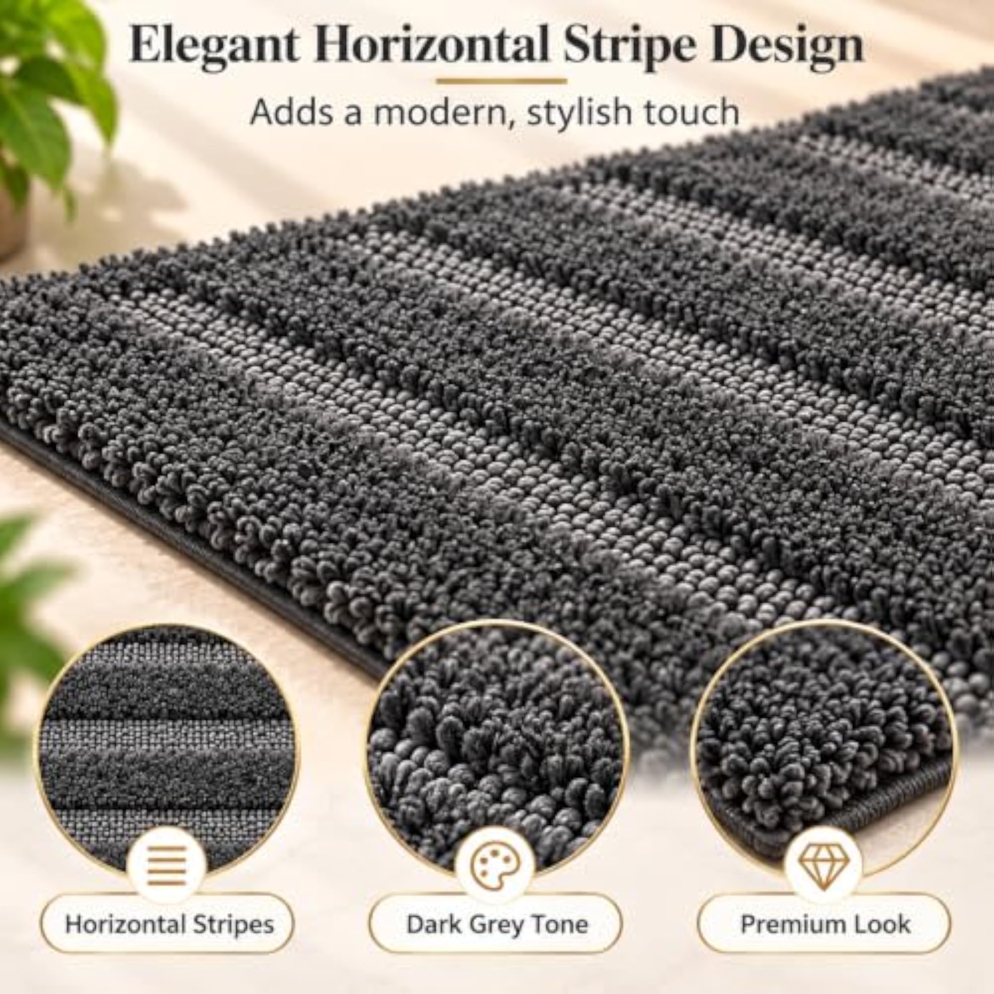 Microfiber Bath Mat, Anti-Skid Door Mat for Bathroom