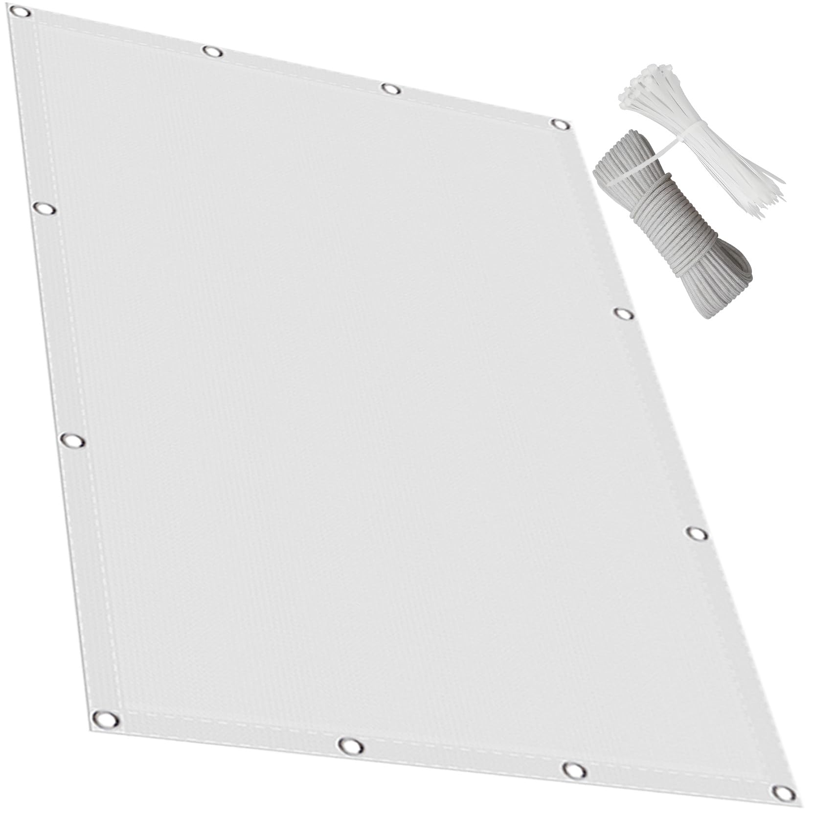 Filet d'ombrage rectangulaire blanc 2.1x2.6 polyester avec corde fixation terrasse