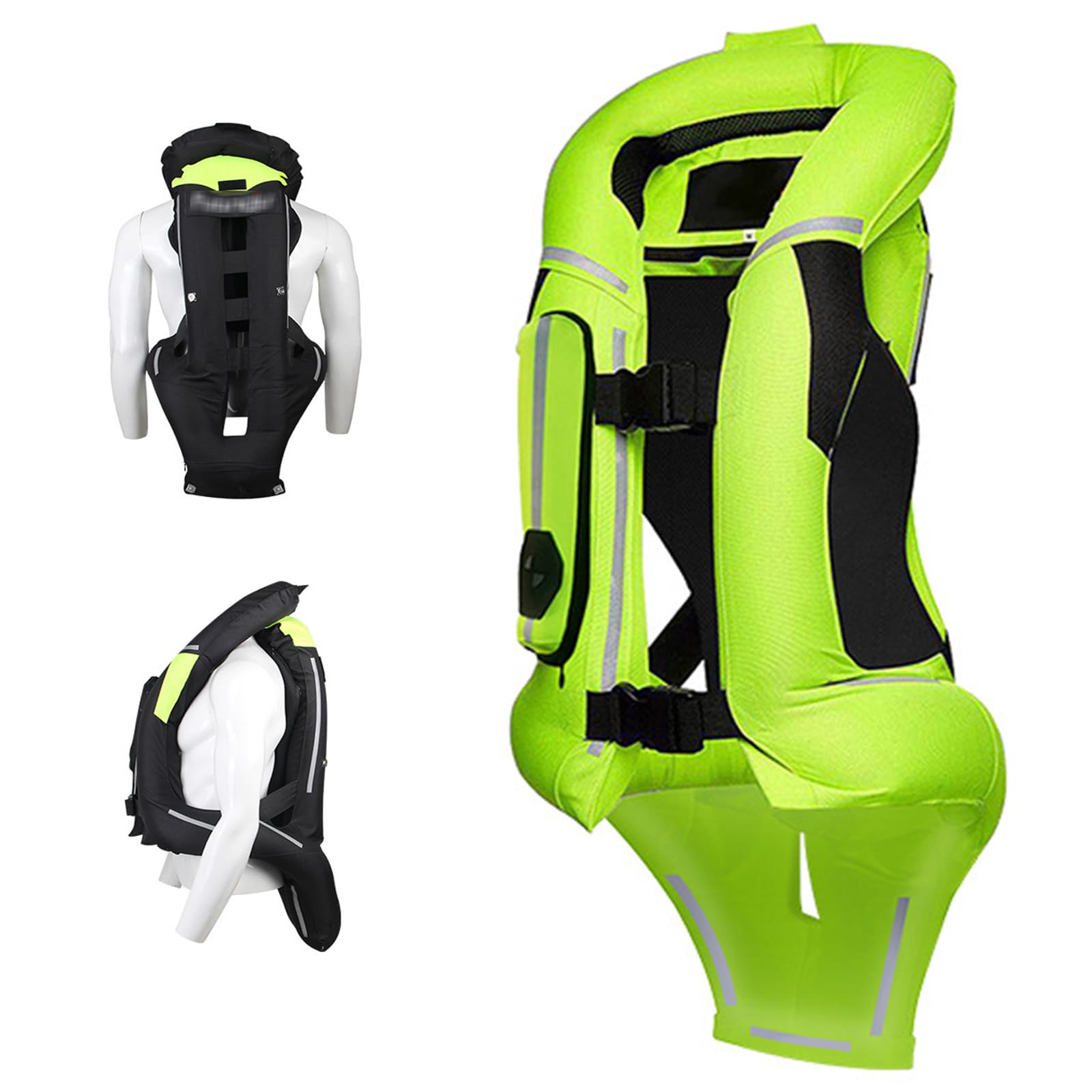 Motorrad Airbag Weste mit 0,3S Inflation, Faltbare Rückenschaukel, Nacken- & Schwanzschutz für Motocross, Fahrradrennen