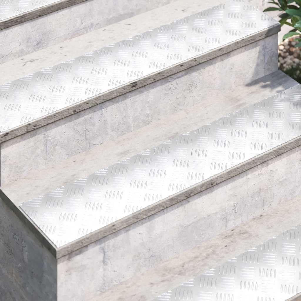 Aluminiowy stopień schodowy, 4 sztuki, 100 x 20 cm, srebrny