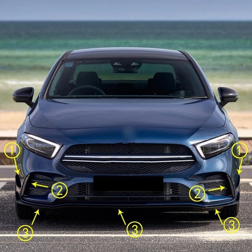 Spoiler Avant Pour Mercedes Classe A W177 AMG Line 2018+ - Noir Brillant ABS - Améliore L'aérodynamisme Et Le Style - 6