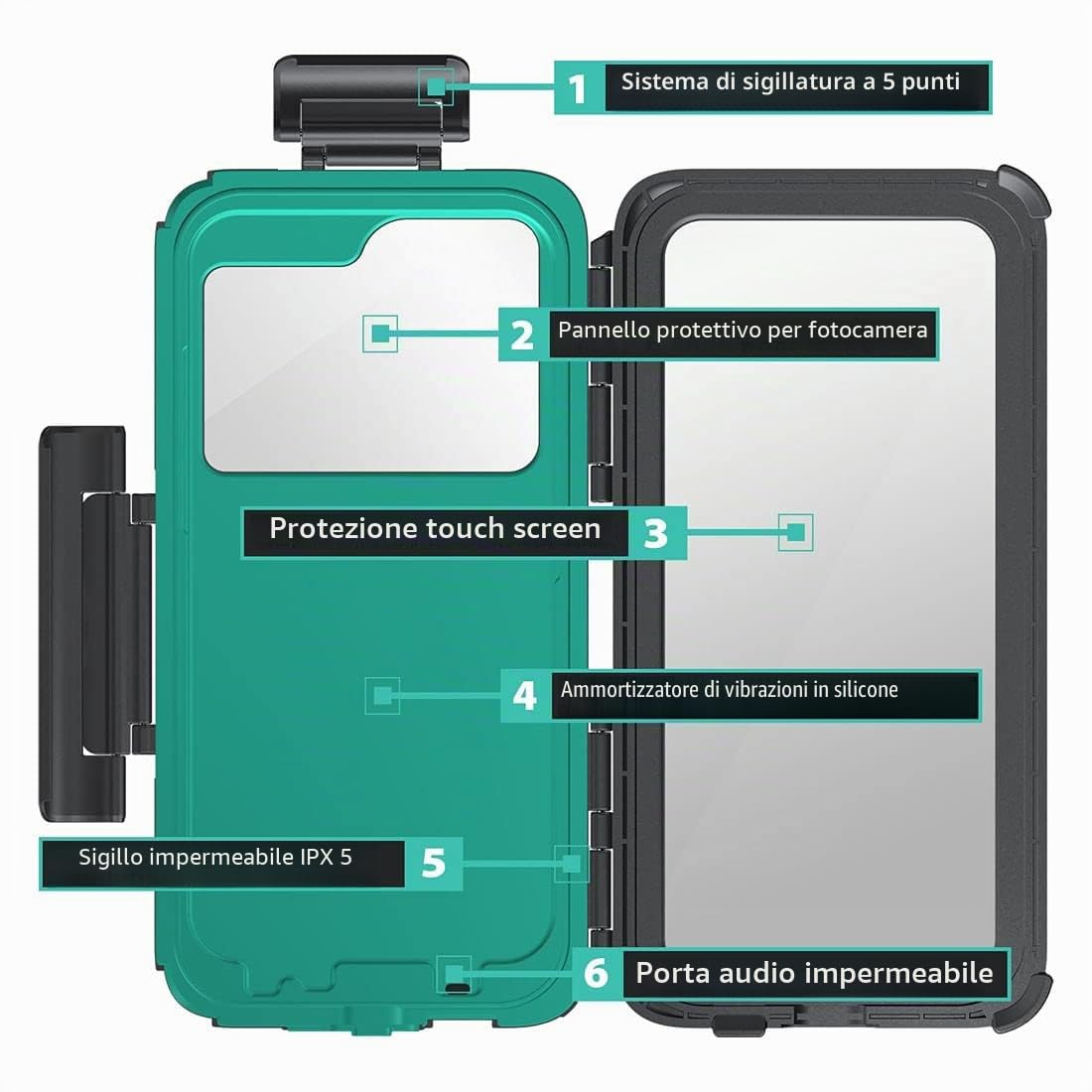 Ultimateaddons Custodia universale resistente impermeabile e antiurto per telefoni XXL (168 x 78 mm)