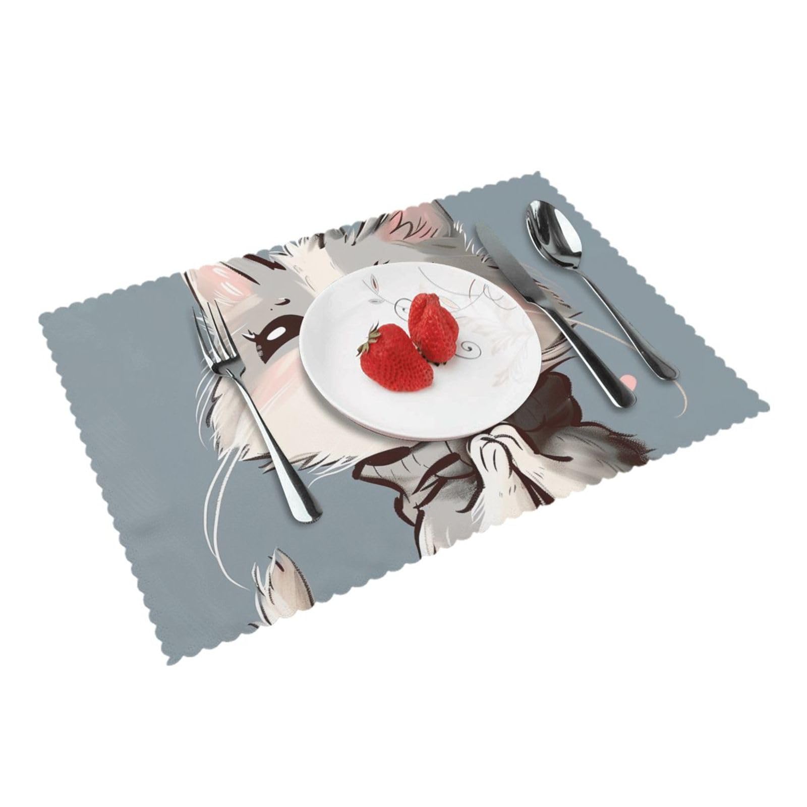 Cartoon cat Print Printed Placemat Heat Resistant Place Mats Set of 4 PCS Washable Kitchen Table Mats, 12x18 Inch