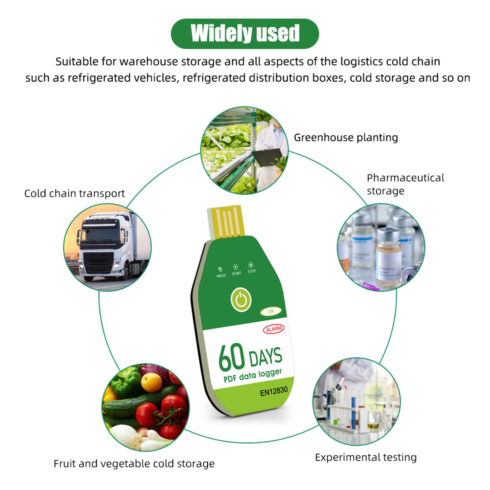 60/90/120 Days USB Temperature Recorder For Lab Applications Cold Chain Transport&Freezer Storage