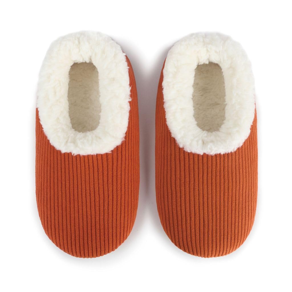 Snoozies Corduroy Slippers for Women with Memory Foam Insole, Sherpa-Lined Slipper Socks for Women Non-Skid