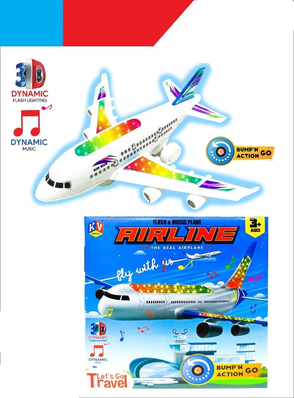 SMART PICKS Kid Battery Operated Aeroplane With Sound And Flashing Light Bump N Go Action Kingfisher Aeroplane Air India Aeroplane (Multi-Color) - Image 2 thumbnail