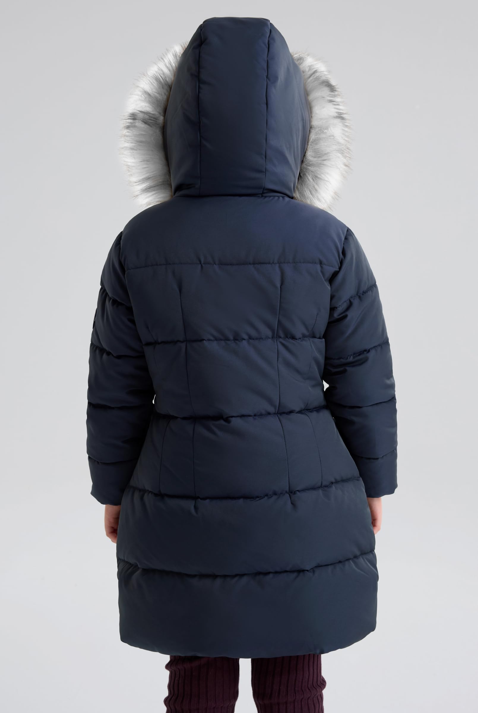 maoo garden Abrigo de Invierno Acolchado para Niñas Parka de Nieve de Plumón de Imitación de Peso Pesado Chaqueta Resistente al Agua de Piel Borrosa