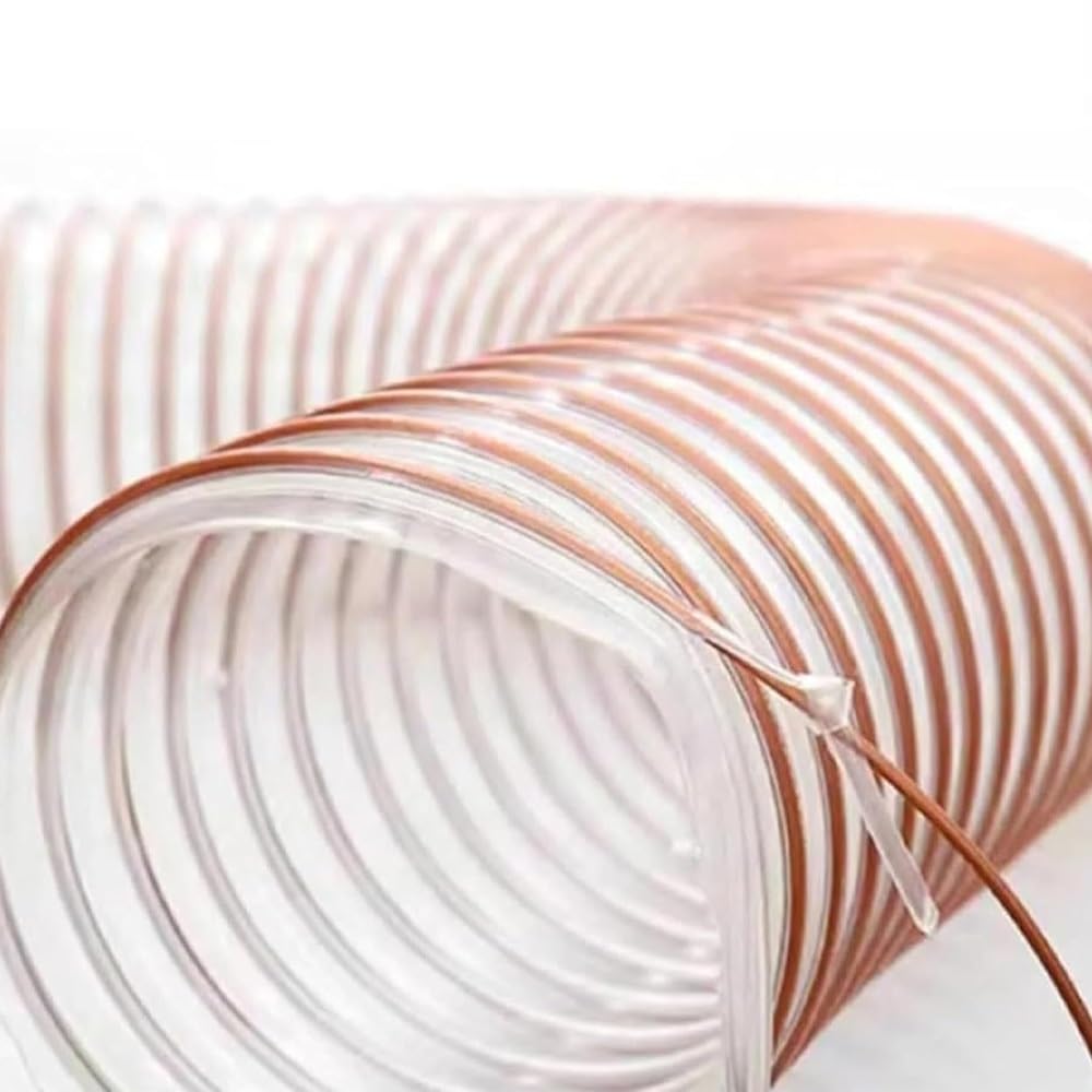 Manguera de extracción de polvo de poliuretano transparente con espiral de alambre de acero, manguera de vacío flexible para carpintería, uso industrial y sistemas de recogida de polvo