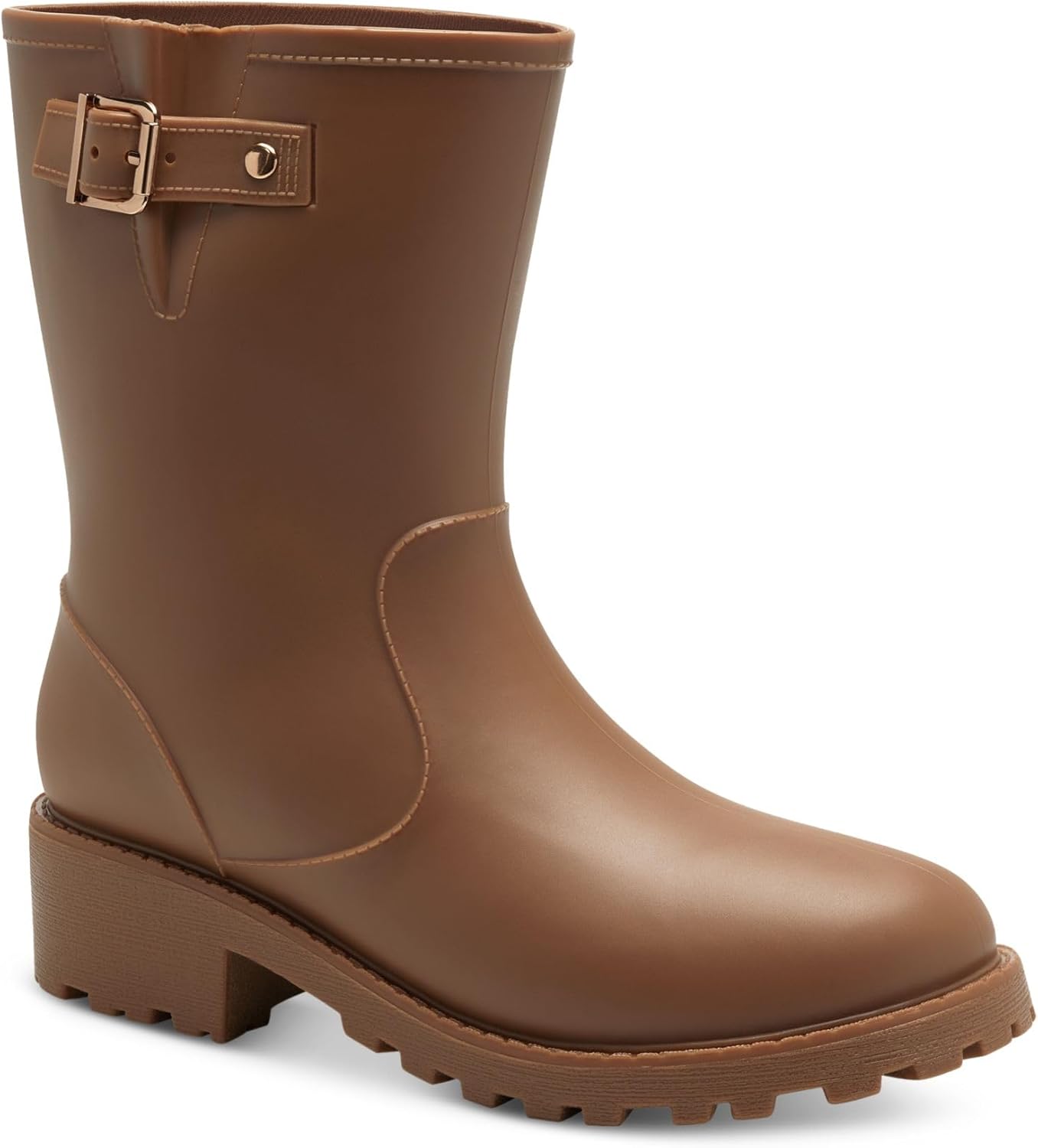 Style & Co. Womens Millyy Rubber Adjustable Rain Boots Brown 7 Medium (B,M), Chestnut