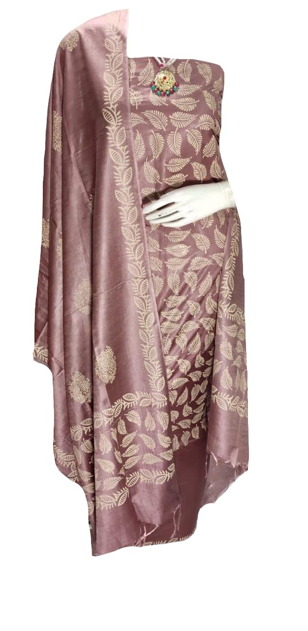 Women Katan Slub Unstitched Khari Print Suit Set for Women with Dupatta | Salwar Suit Dress Material for Women & Girls | Top - 2.5 M, Bottom - 2.5 M & Dupatta - 2.5 M | RF180-image-24
