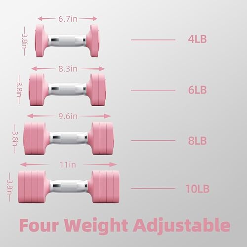 Miniatura 4 de 20LB Adjustable Dumbbell Set, 10lb Dumbbells Set of 2, 5 in 1 Free Weights Set, Each 4lb 6lb 8lb 10lb for Women & Men for Home Gym Exercise Workout