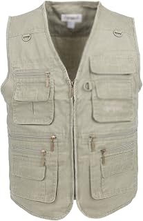 INGVY Heated Vest for Men Big Size Fishing Vest Male with Many Pockets Men Sleeveless Jacket Blue Waistcoat Work Vests Outdoors Vest Plus Large Size (Color : Brown, Size : XXXXXXX-Large)