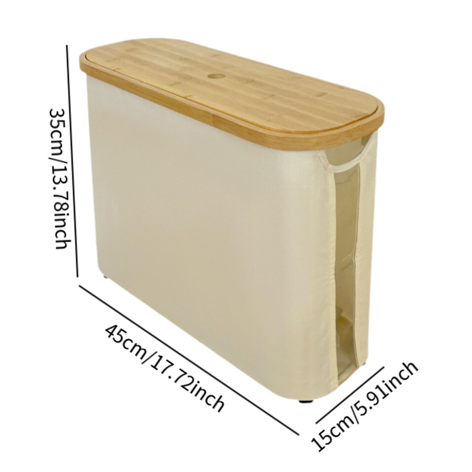 Bambusowy kosz do przechowywania papieru toaletowego minimalistyczny, beżowy biały 45 x 15 x 35 cm