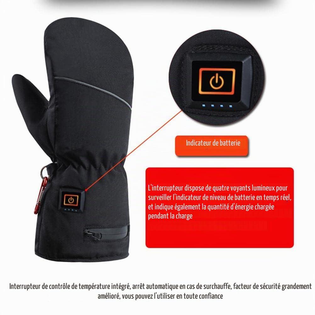 Gants chauffants pour femme avec écran tactile, gants thermiques rechargeables antidérapants avec doublure en polaire, gants thermiques d'hiver pour cyclisme et ski Akemaio Gants chauffants