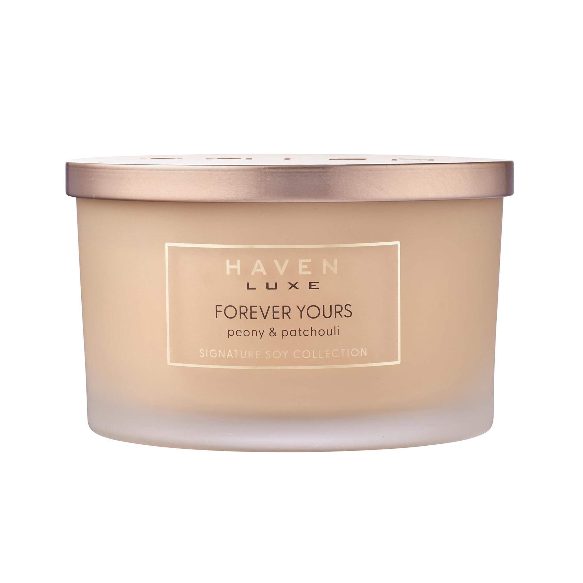 Haven Peony & Patchouli Scented Candle in Glass Jar - Clean-Burning Soy Wax Blend with Natural Cotton Wick - Long-Lasting Aromatherapy Candle for Home Decor & Fragrance - Apricot