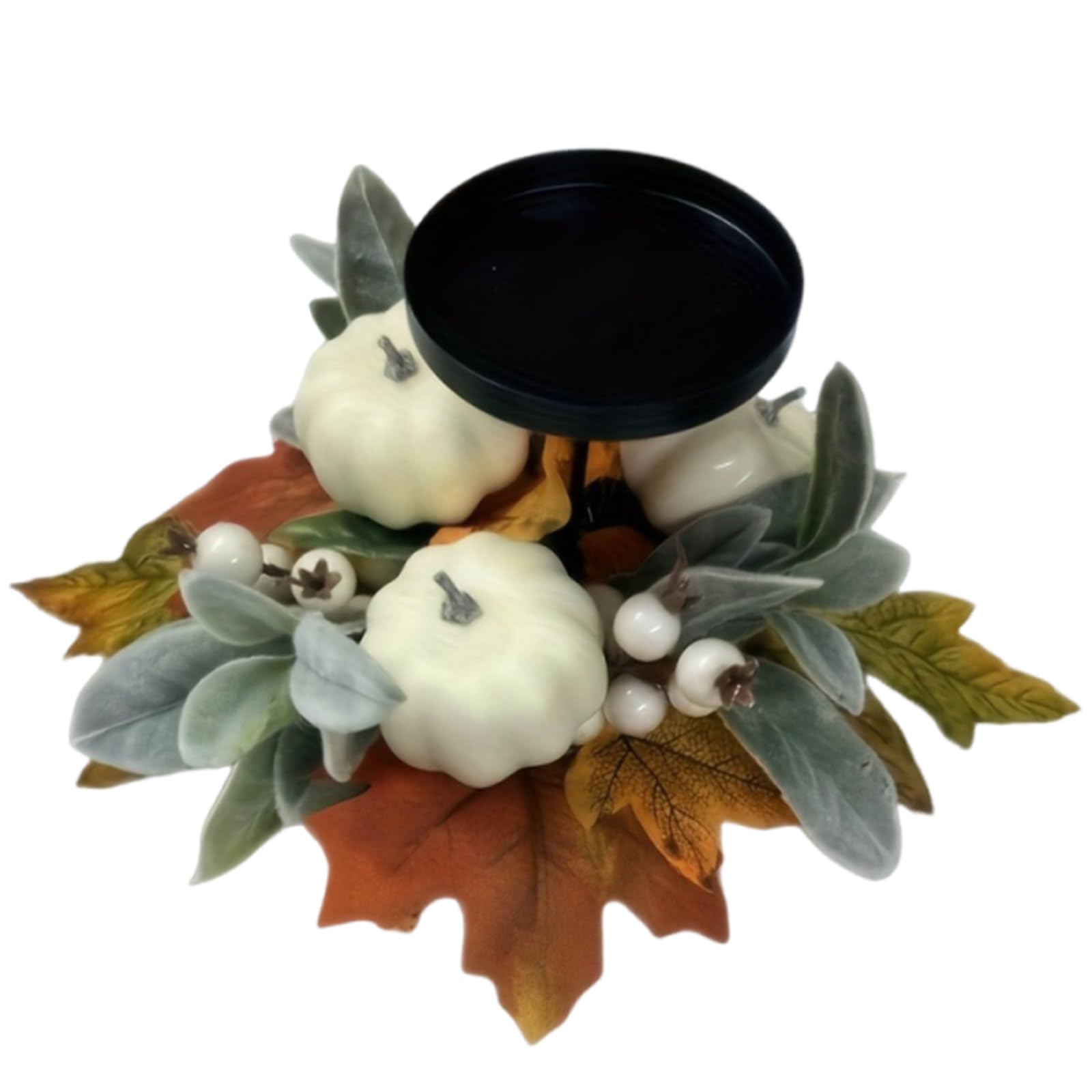 Metal Stand for Autumn Thanksgiving Holiday Decorations Centerpieces Realistic Pumpkin and Berries Accent Centerpieces Candleholder