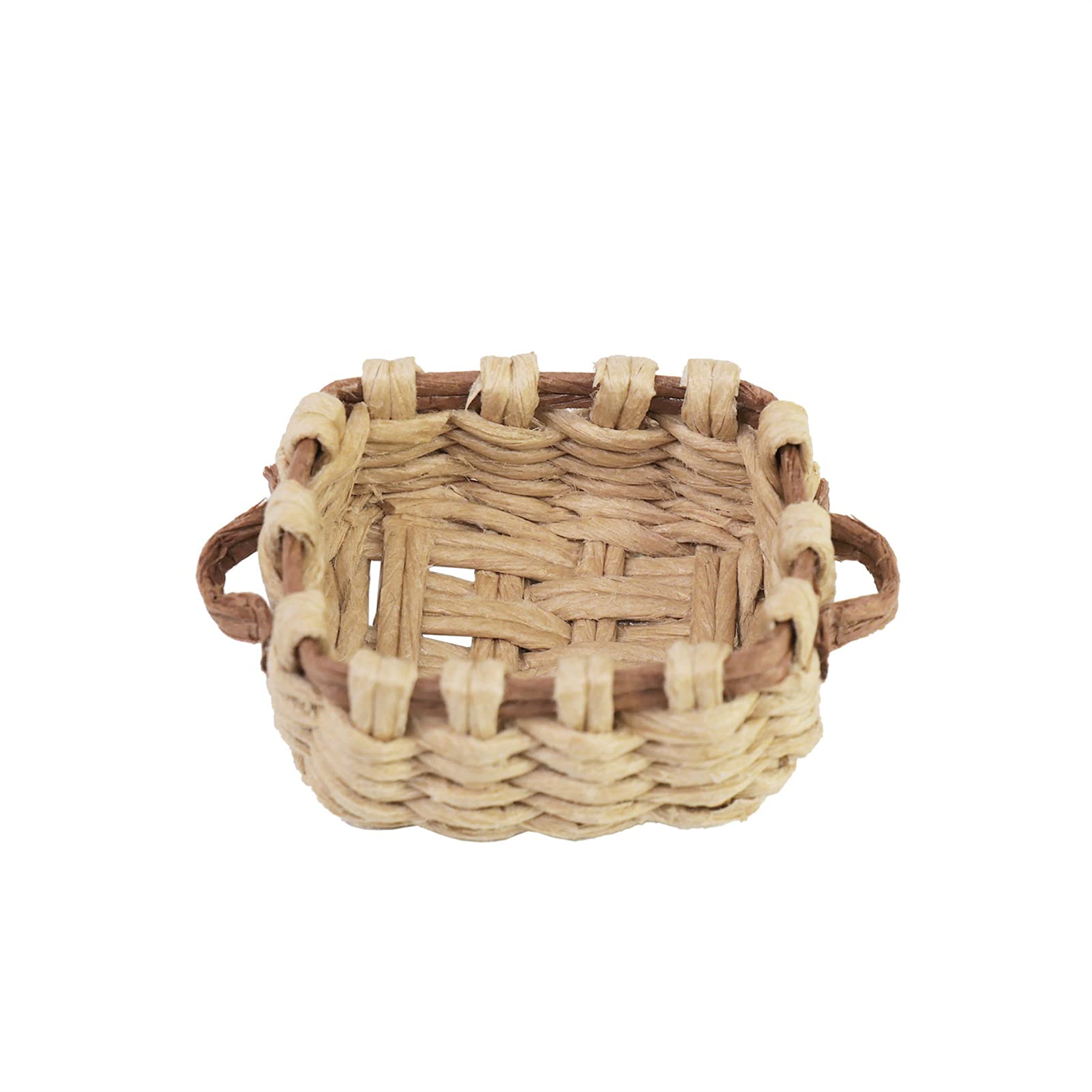 WFZ17 Storage Basket High Simulation Decor Paper Mini 1/12 Scale Doll House Toy Rattan Frame for Photo Props A