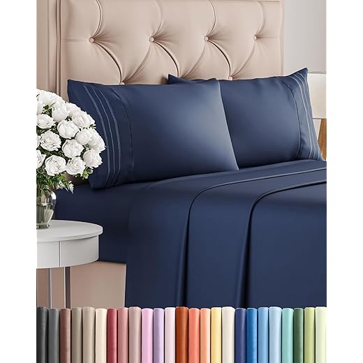 CGK Navy Microfiber Queen Sheet Set
