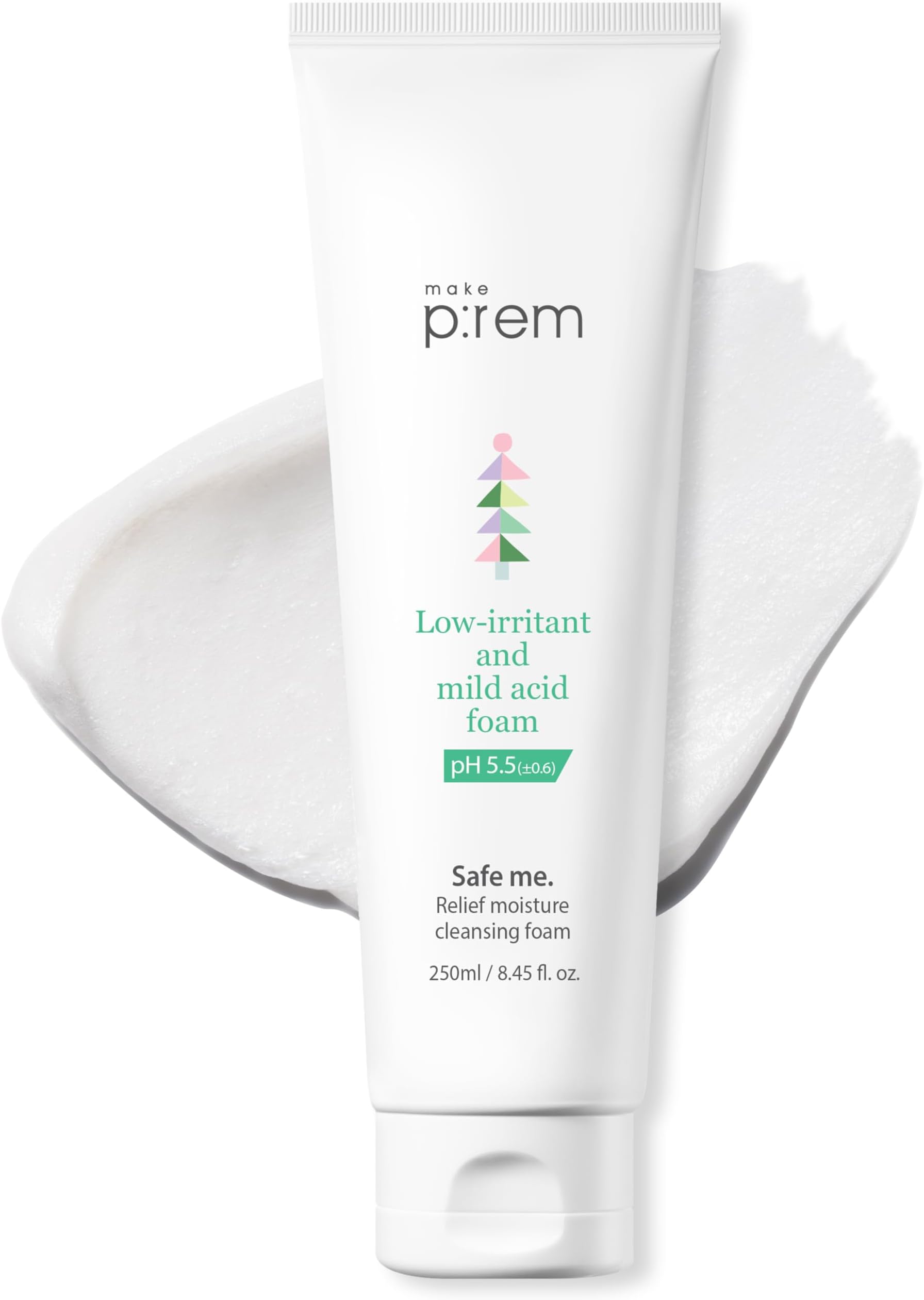 make prem Make Prem Safe Me Relief Moisture Cleansing Foam, 8.5 fl oz (250 ml), Hypoallergenic, Weakly Acid, PM2.5 Cleansing, Clinically Pre-Cleansing, Facial Cleansing Foam, Pores, Blackheads,