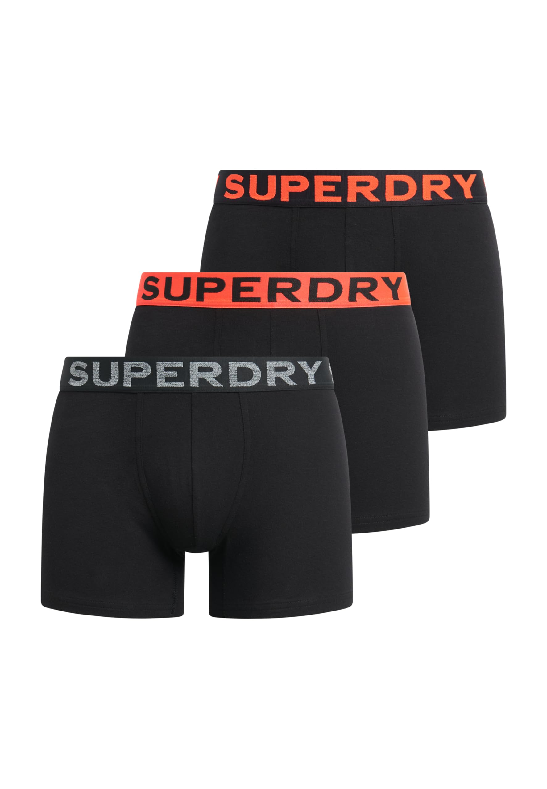 Superdry Men's Black/Orange 3 Pack Organic Cotton Boxer Briefs