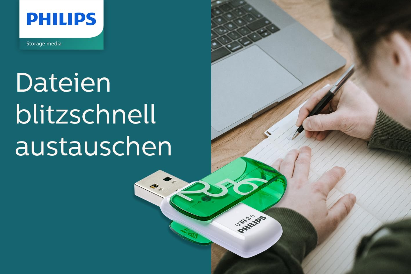 Philips Vivid Édition Super Speed clé USB 3.0 256 Go avec Capuchon pivotant pour PC, Ordinateur Portable, Stockage de données informatiques, Vitesse de Lecture jusqu'à 100 Mo/s