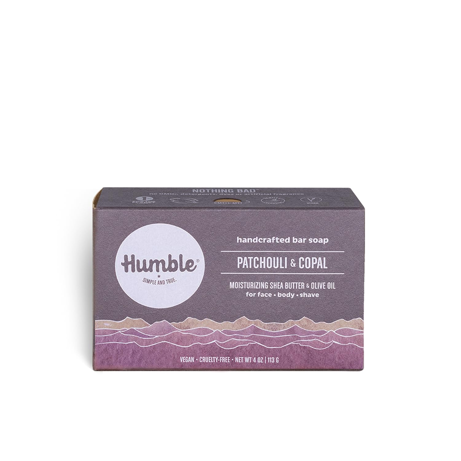 Humble Brands Handcrafted Bar Soap, Organic Cold Processed Soap Bars, Moisturizing Face & Body Cleanser - Patchouli & Copal