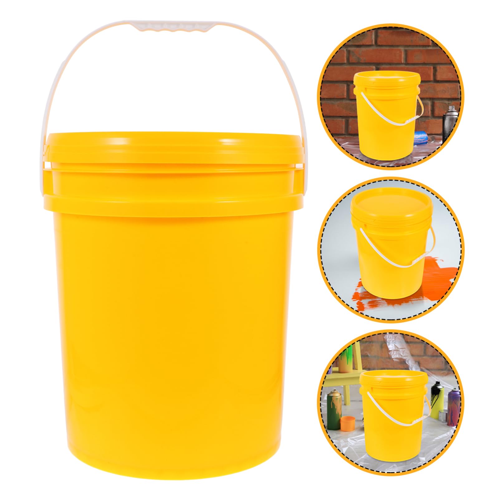 Seau de Peinture en PP 25 L Jaune avec Couvercle Hermétique