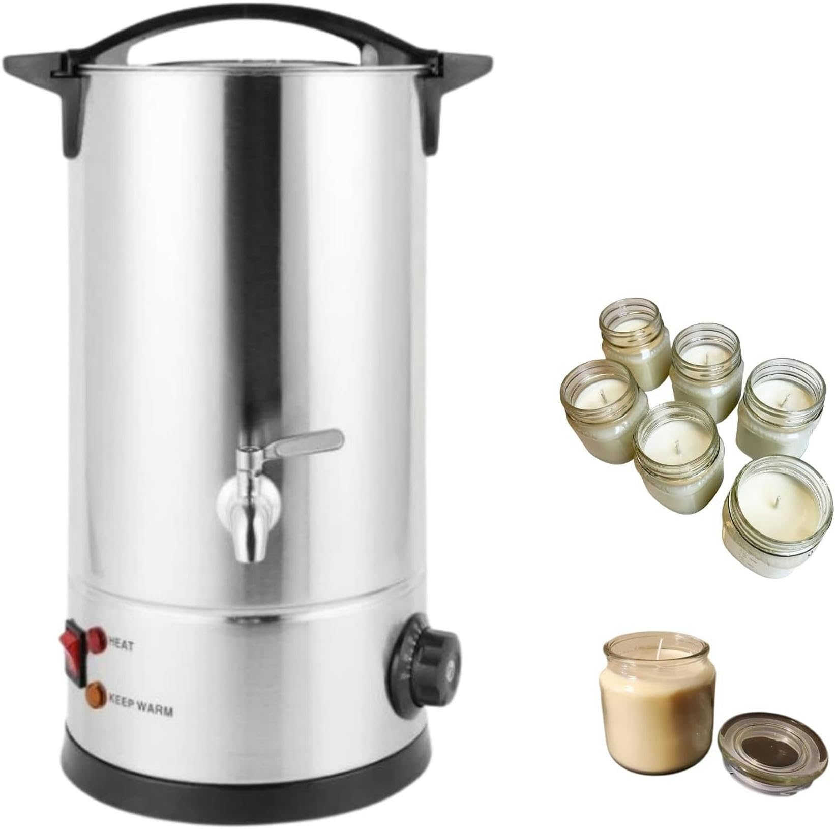 Olla para cera de velas de 20L con control de temperatura y boquilla para uso comercial