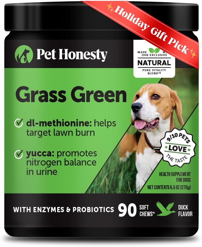 Grass Green Dog Chews – Urine Neutralizer for Lawn, Dog Pee Grass Helps Yard Stay Green Addressing Burn Spots with Probiotics & Enzymes (Duck)
