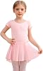 MdnMd Ballet Leotards with Skirt Toddler Girls Dance Ballerina Outfit Dresses Short Sleeve