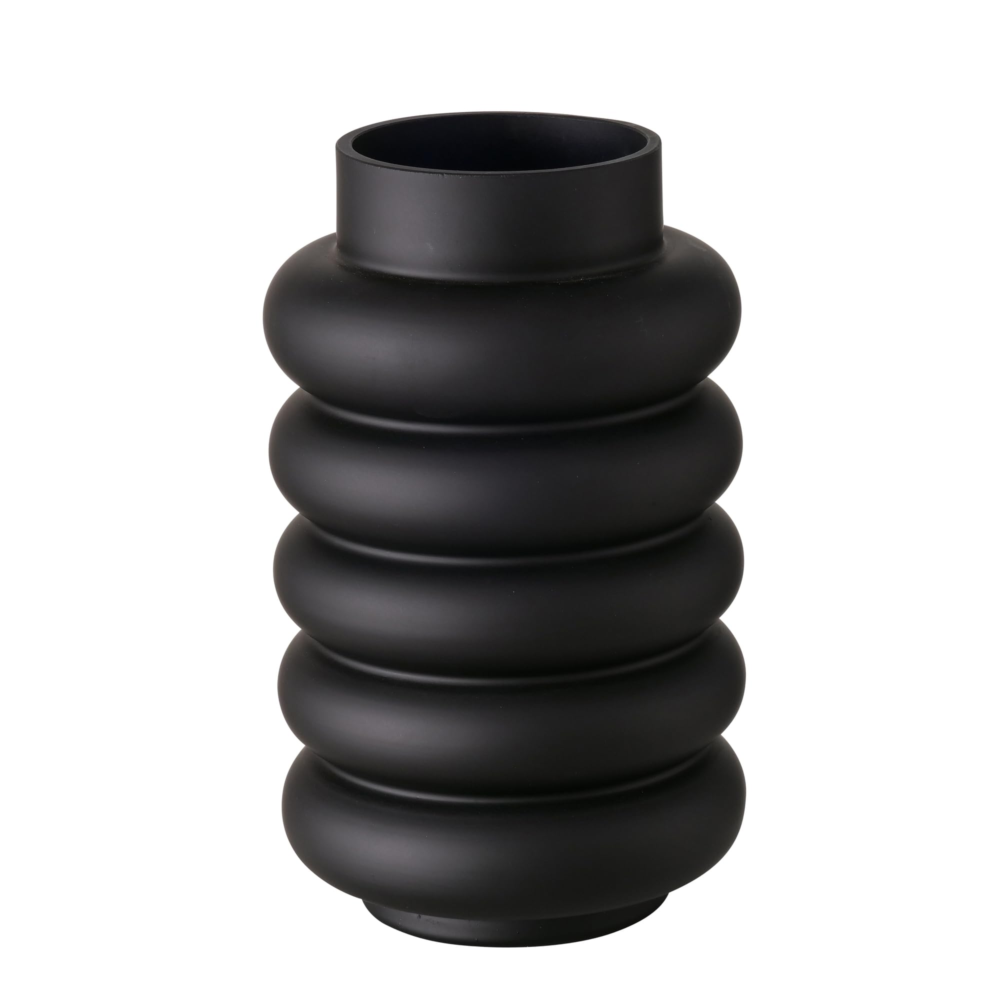 Vase rond en verre mat BOLTZE Ribbo 2033620 imperméable pour fleurs séchées h25 cm