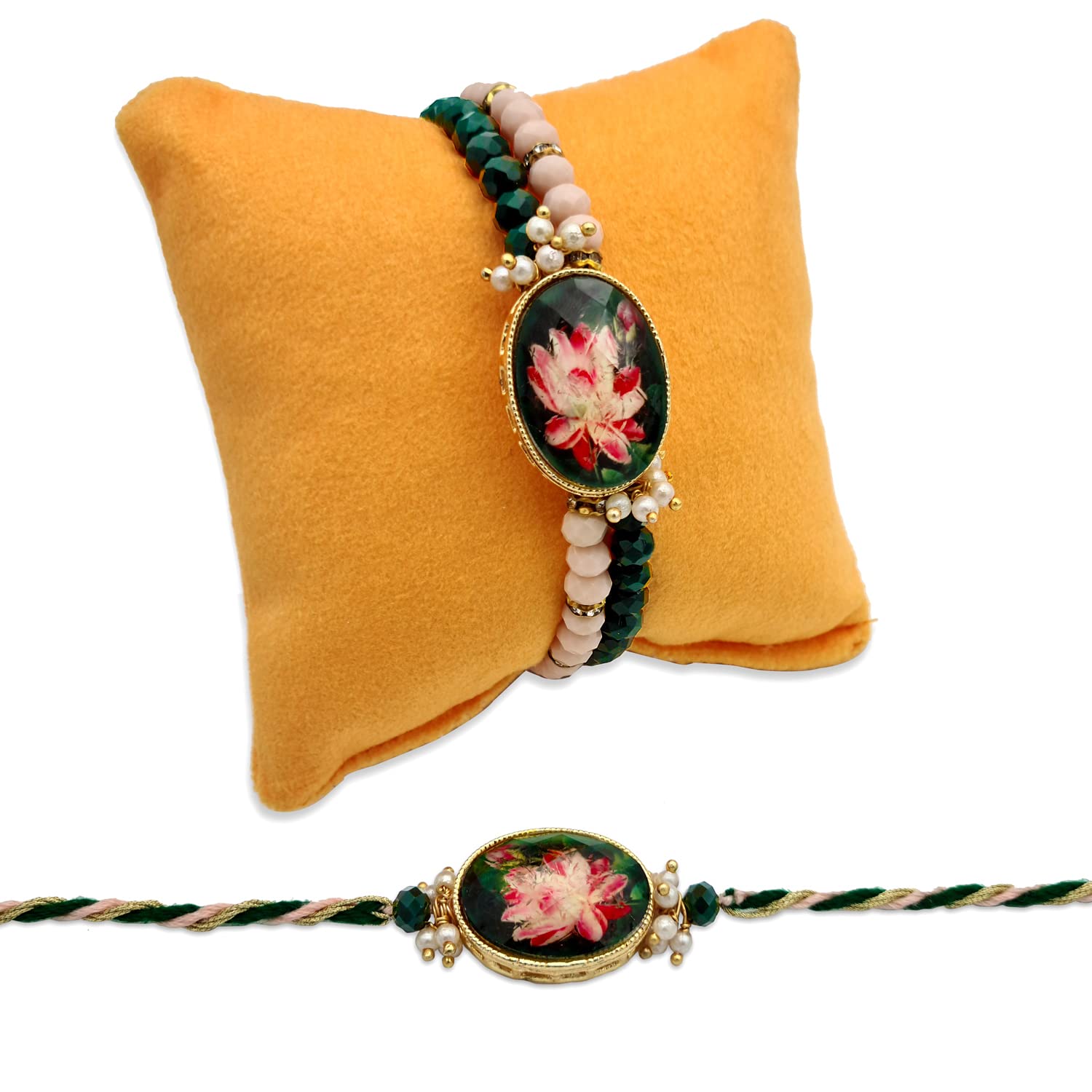 The Purple Tree Designer Lotus Crystal Lumba and Rakhi pair For Bhaiya Bhabhi with Greeting Card and Roli Chawal (2 Rakhi), Rakhi for bhabhi, Rakshabandhan Gift combo, bhaiya bhabhi rakhi (B0B68G4V8H) Amazon Price History, Amazon Price Tracker