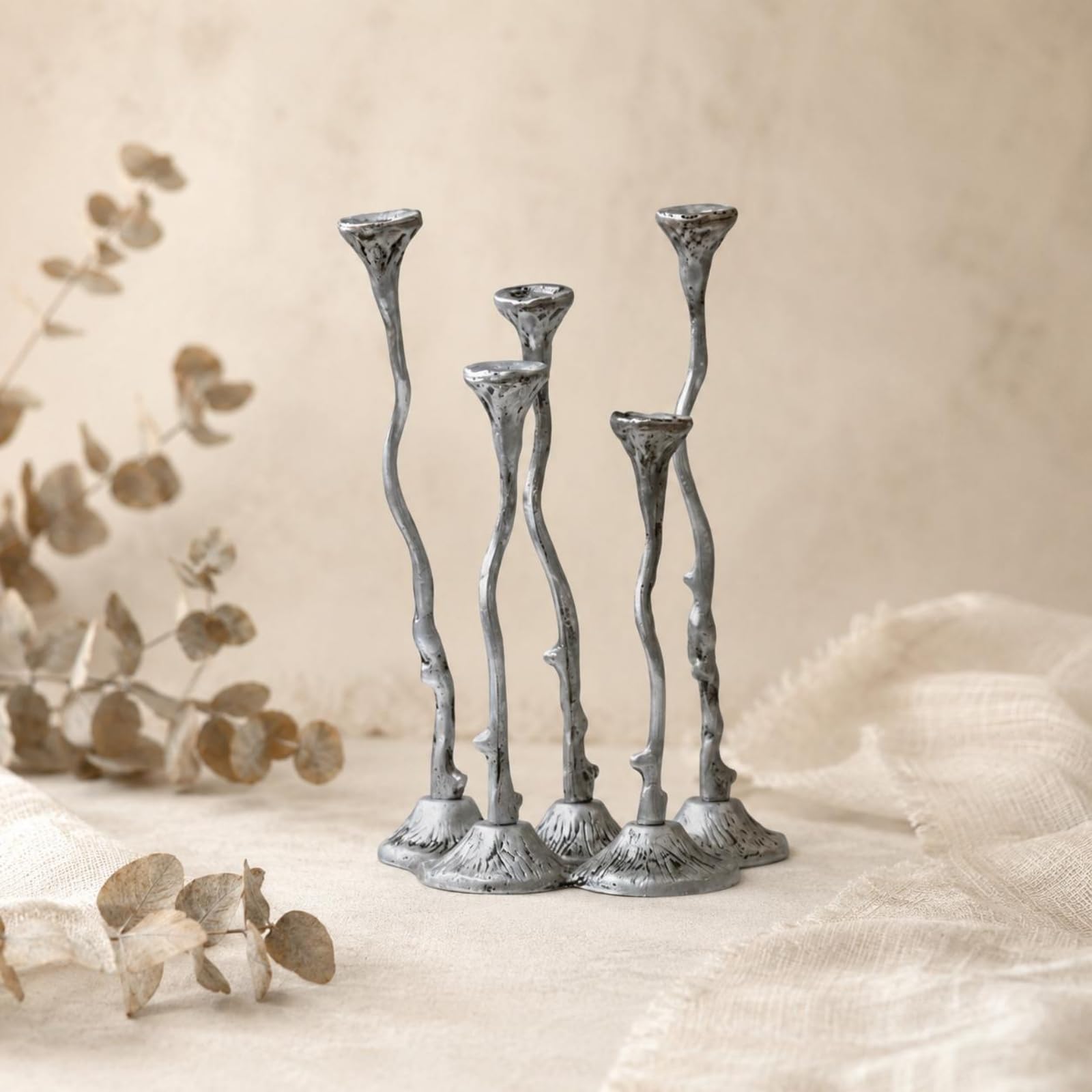 Candelabro Varios Brazos Decorativo Candelabro Ramificado Base Estable Decoración del Hogar, Bronce Dorado