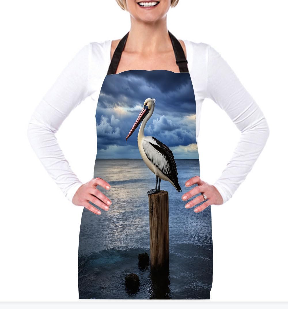 Kitchen Cooking Apron Lighthouse With Sunset Apron Home Baking Chef Apron Waterproof For Women Men 31X27 Inches image 2
