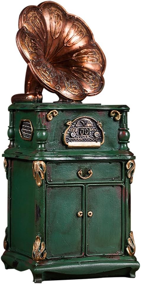 Colias Wing Home Decor Retro Style Gramophone Design Coin Bank Money Saving Bank Toy Bank Cents Penny Piggy Bank-Green