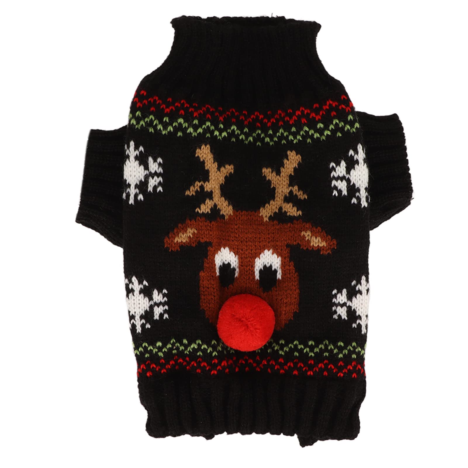 Thickening Christmas Dog Snow Sweaters for Small Medium Dogs, Cute Elk Pattern Pet Sweaters, Ideal for Christmas and General Parties, Acrylic Fiber Material (Black)