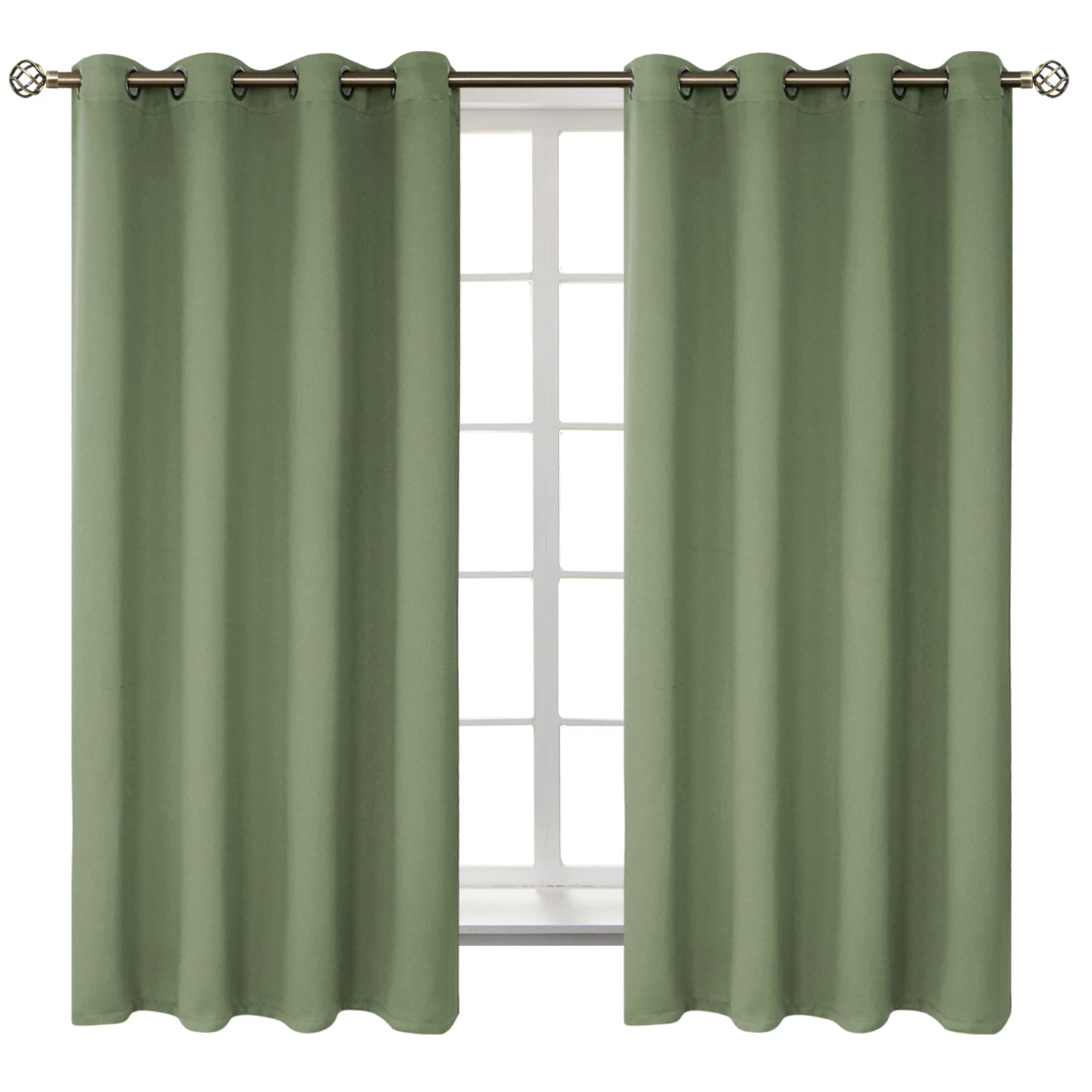 BGment Grass Green Blackout Curtains for Bedroom 63 Inch Long - 2 Panels
