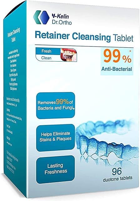 Y-Kelin Retainer Cleaner,Retainer Cleansing Tablets-3 Months Supply,Denture Cleaning Tablet, Retainer,Dentures,Mouth Guard Cleaner 96 Tablet