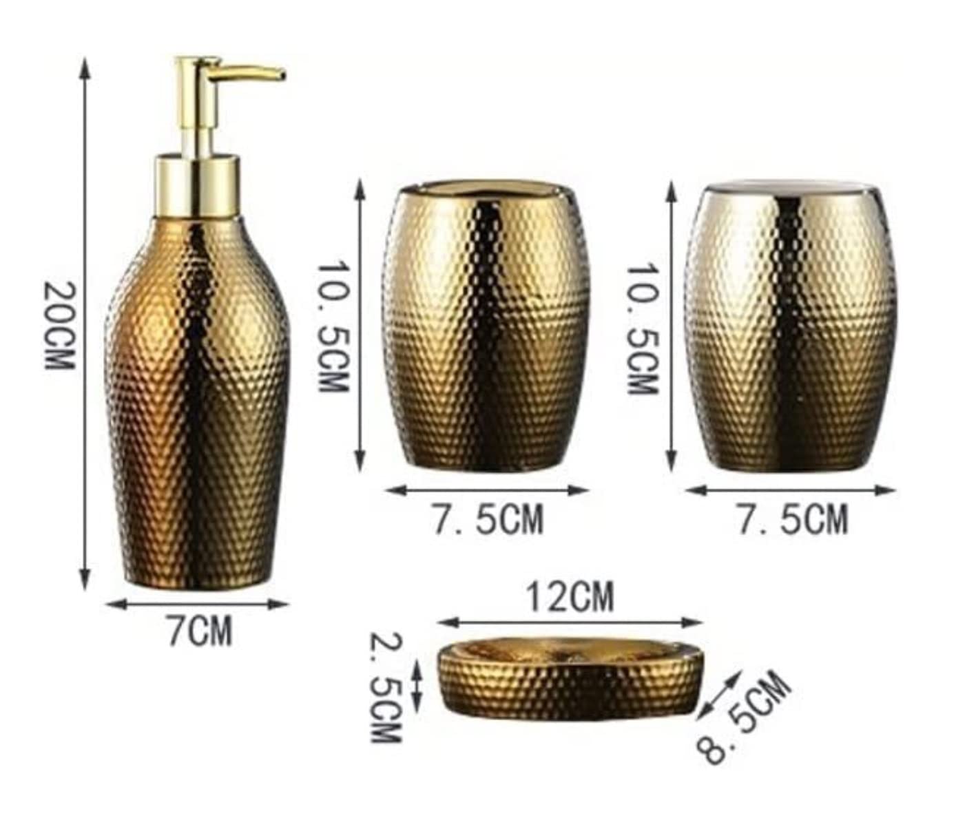 Badezimmer Set 4-teiliges Nordisches Goldenes Keramik-Waschset Badezimmer-Accessoires-Set Kreatives Badezimmerzubehör Für Homr-Dekor Dekoration Organizer