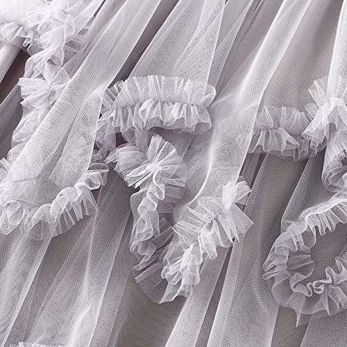 Women Layered Tulle Long Skirt High Waist Ruffle Midi Skirt Casual Cocktail Party A-Line Mesh Midi Skirt3