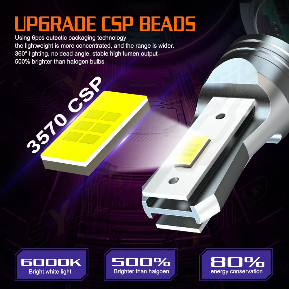 SYJIIP 34901 HR3 A21 Light Bulbs Compatible with Honda Rancher Rubicon Fourtrax Foreman TRX420 TRX500, 34901-HR3-A21 ATV UTV Accessories, 6000K Cool White, Plug and Play Waterproof, Pack of 2