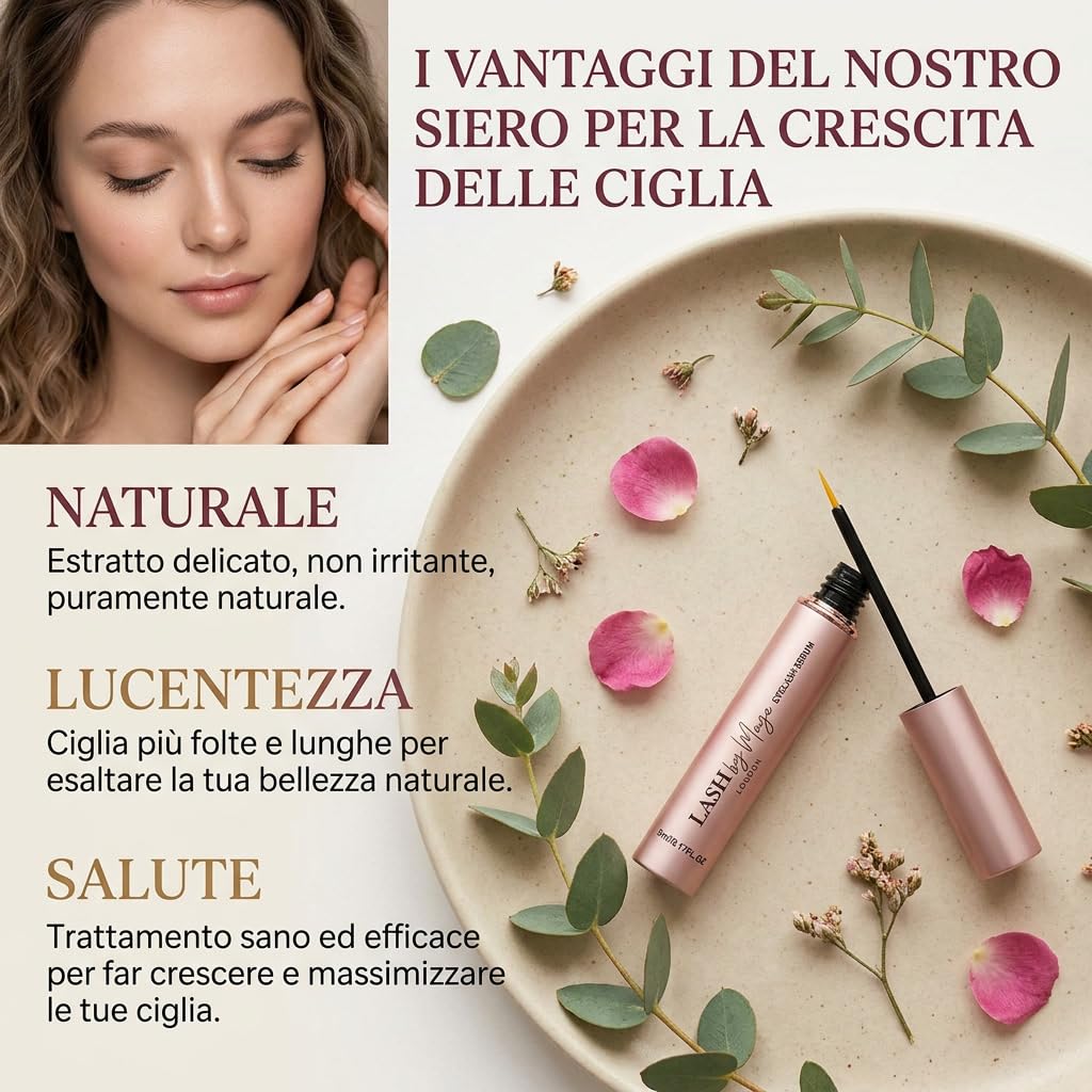 Glowsty Lashes Siero Ciglia/Lash By Marya Siero Ciglia London Rosa 2.0—Trattamento Ciglia Delicato Con Ginseng Swertia Japonica E Vitamina B2 Per Un Aspetto Più Folto E Ordinato Ogni Giorno (1 pezzo)