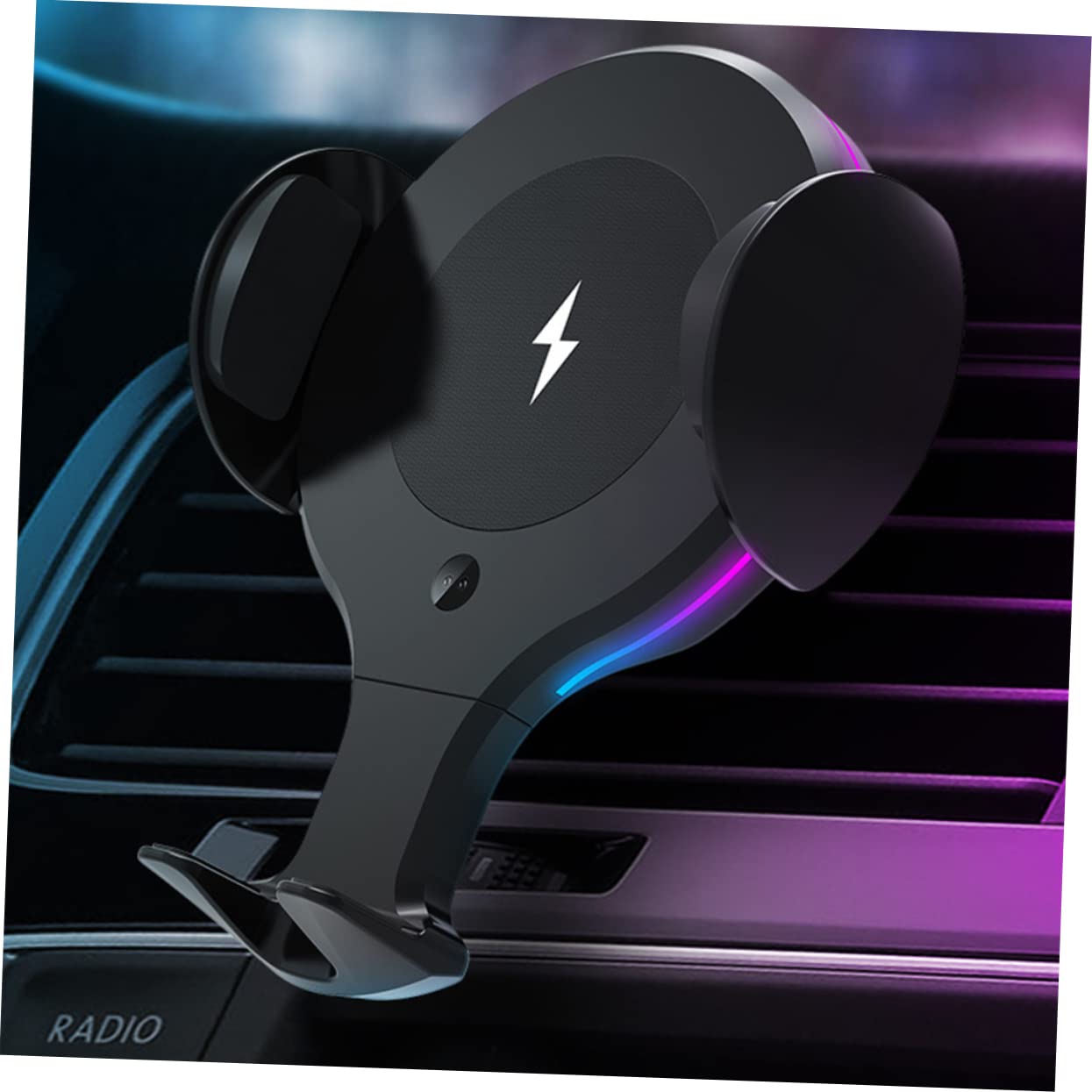 Caricabatterie Wireless Auto 10w per Telefono Supporto | Nero, Abs e Pom, Braccio Telescopico, Clip Bocchetta e Ventosa Inclusi