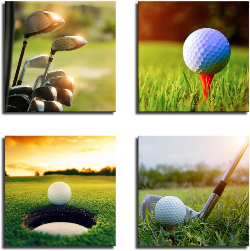 VVJSZHJ Golf Wall Art Golf Course Modern Print Pictures Gym Wall Decor for Man Cave Office Bedroom Golf Club Canvas Artwork for Golfers and Sports Lovers