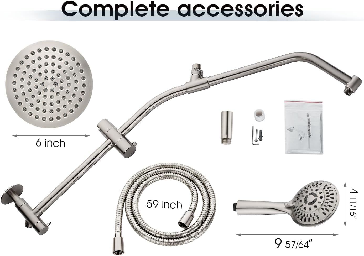 Complete accessories for BRIGHT SHOWERS shower system